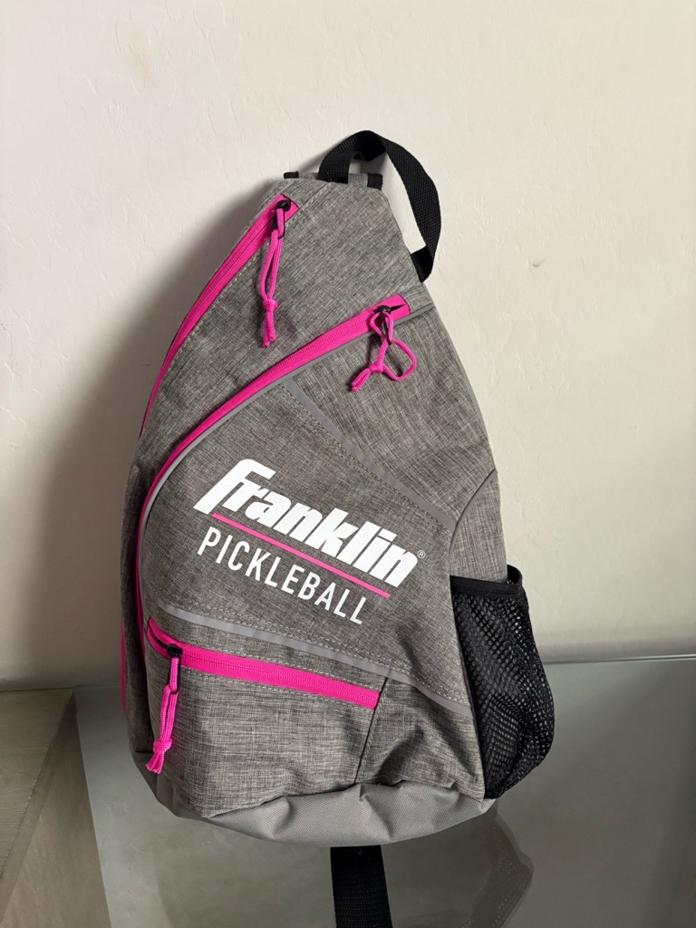 Pickleball Sling Bag - Gray with Pink Accents